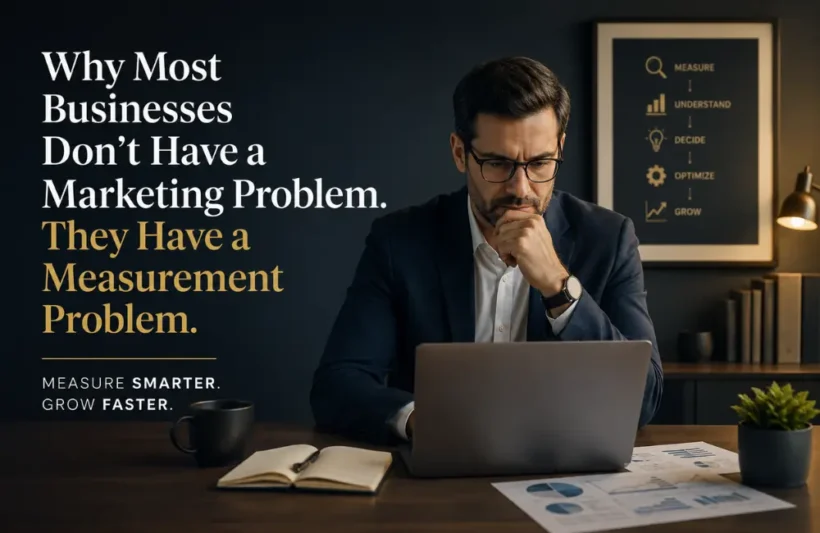 Business owner analyzing marketing dashboard and performance metrics to improve marketing decisions