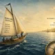 Illustration of a boat navigating the ocean, representing how marketing strategy guides business direction
